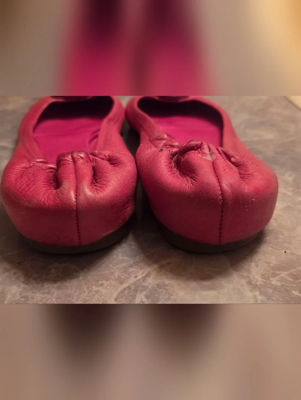 Tory Burch Pink Leather Reva Ballet Flats
